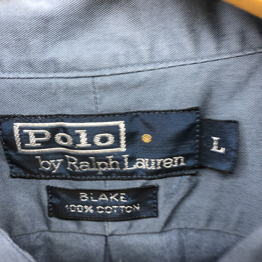 Ralph Lauren POLO by Ralph Lauren long sleeve button down shirt, men's size L cotton Blue type light blue Vintage Second Hand