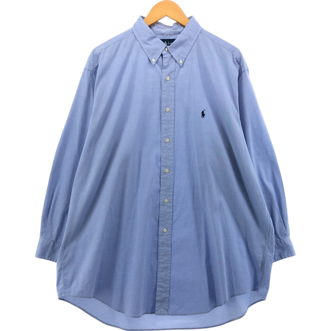 Ralph Lauren YARMOUTH long sleeve button down shirt, men's XL size cotton Blue type light blue Vintage Second Hand