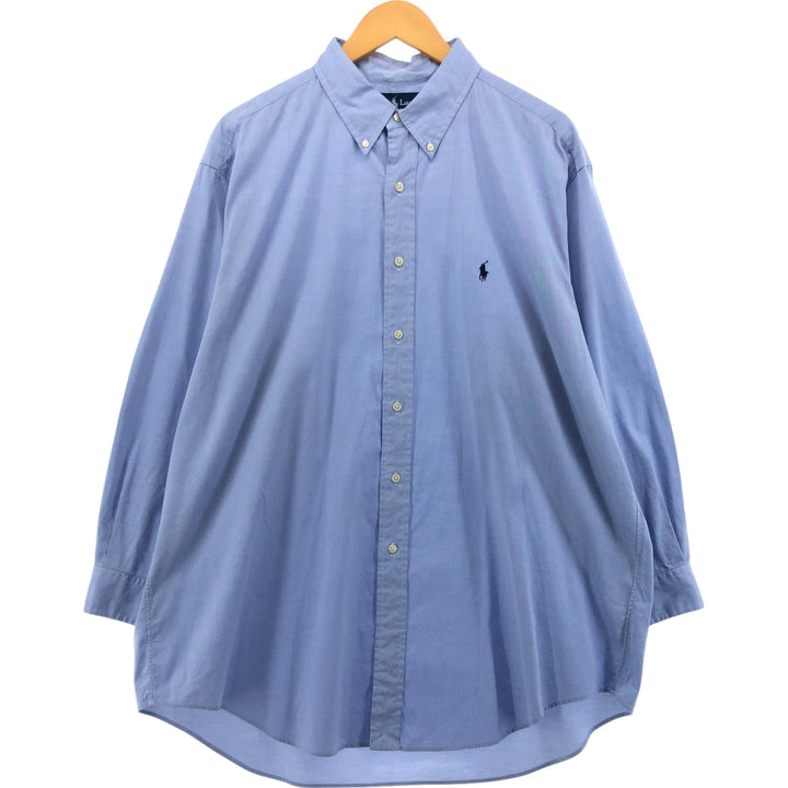 Ralph Lauren YARMOUTH long sleeve button down shirt, men's XL size cotton Blue type light blue Vintage Second Hand