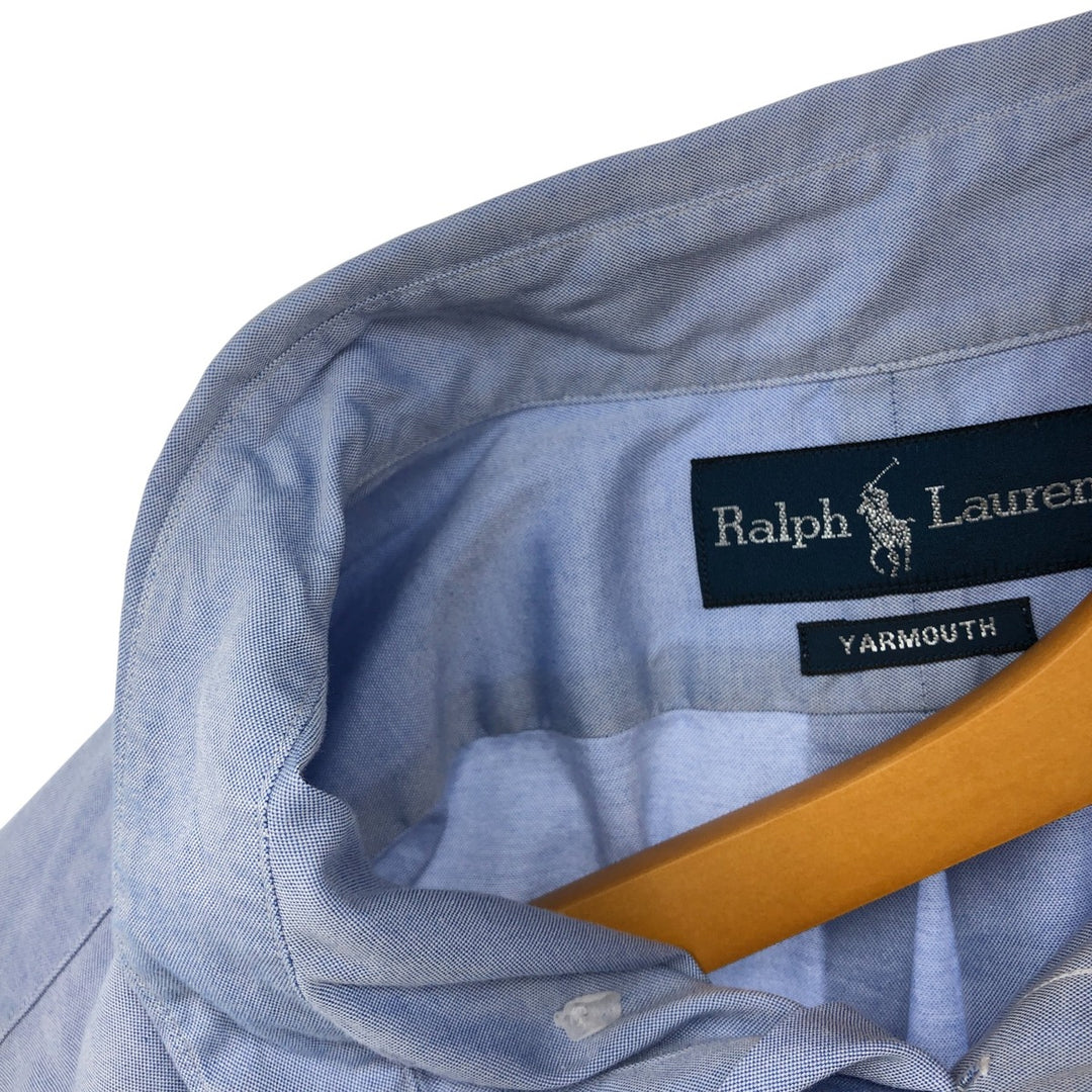 Ralph Lauren YARMOUTH long sleeve button down shirt, men's XL size cotton Blue type light blue Vintage Second Hand