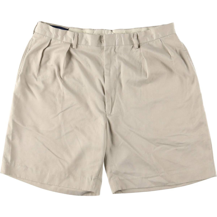 90'S Ralph Lauren POLO GOLF Two-pleat shorts, short pants, men's size W38, vintage polyester Beige type Vintage Second Hand