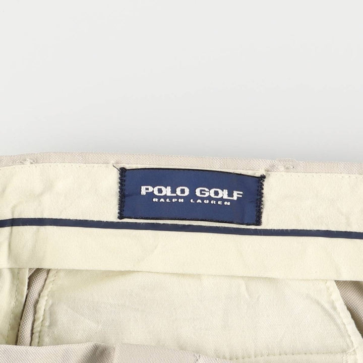 90'S Ralph Lauren POLO GOLF Two-pleat shorts, short pants, men's size W38, vintage polyester Beige type Vintage Second Hand
