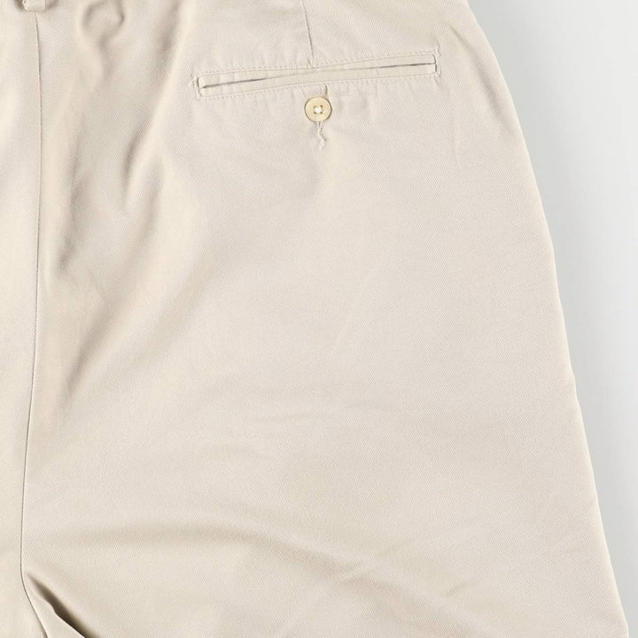 90'S Ralph Lauren POLO GOLF Two-pleat shorts, short pants, men's size W38, vintage polyester Beige type Vintage Second Hand