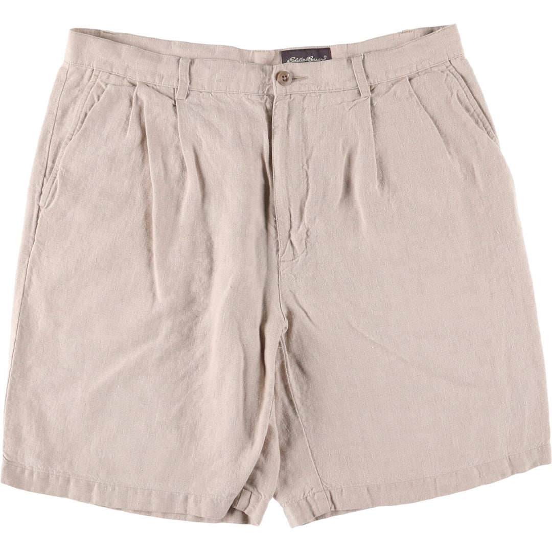 Eddie Bauer Two-pleat Linen Shorts, Men's Size W36 linen Beige type Vintage Second Hand