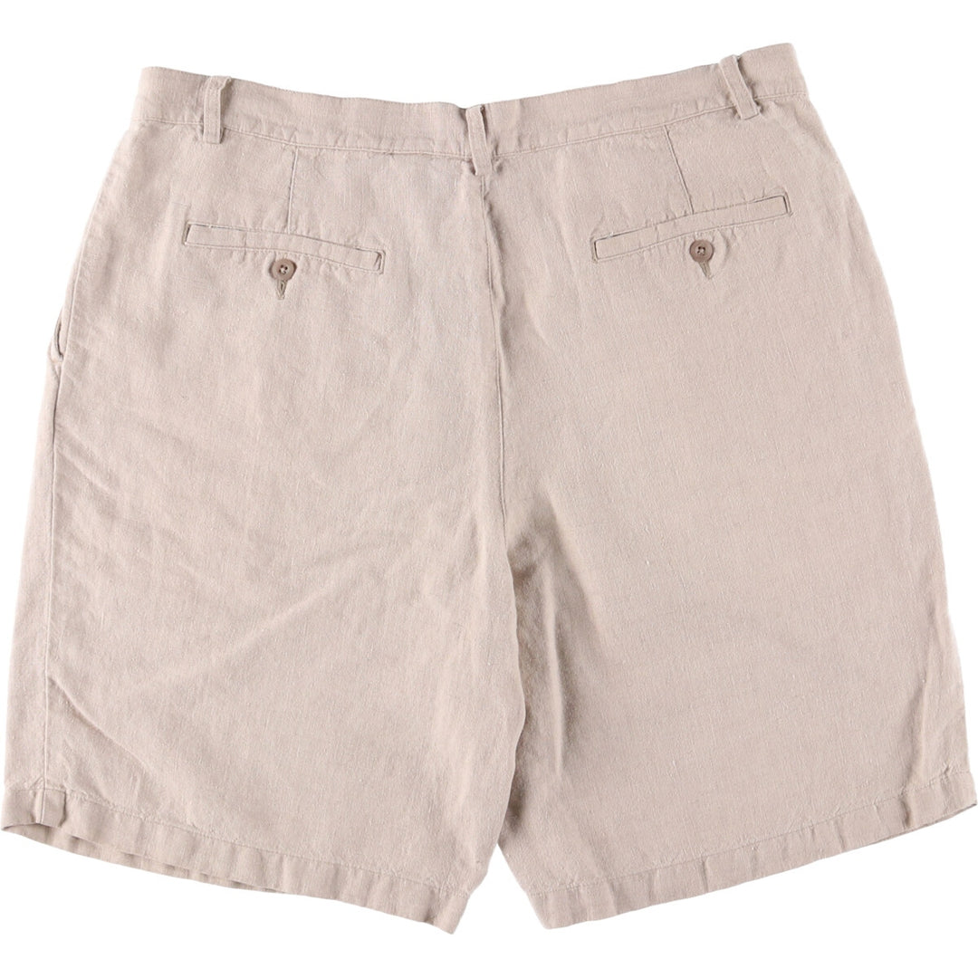 Eddie Bauer Two-pleat Linen Shorts, Men's Size W36 linen Beige type Vintage Second Hand