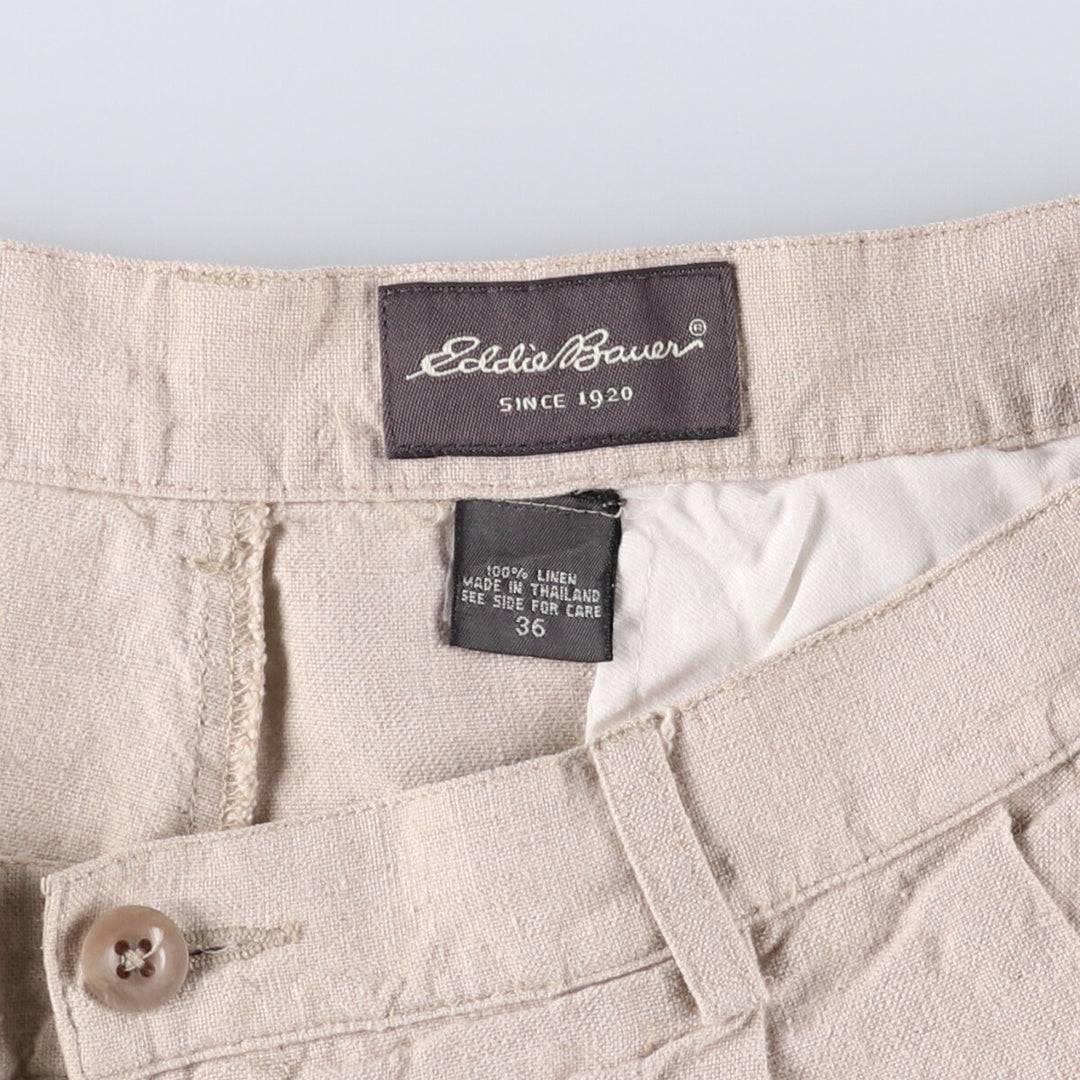Eddie Bauer Two-pleat Linen Shorts, Men's Size W36 linen Beige type Vintage Second Hand