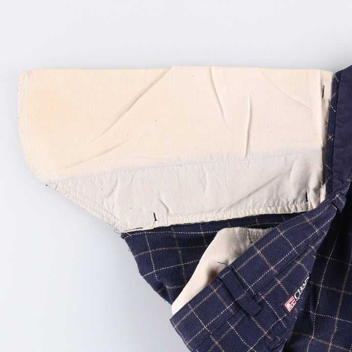 90'S Ralph Lauren Chaps Check Pattern Two-pleat Silk Shorts Short Pants Men's W32 Vintage silk navy blue type Vintage Second Hand