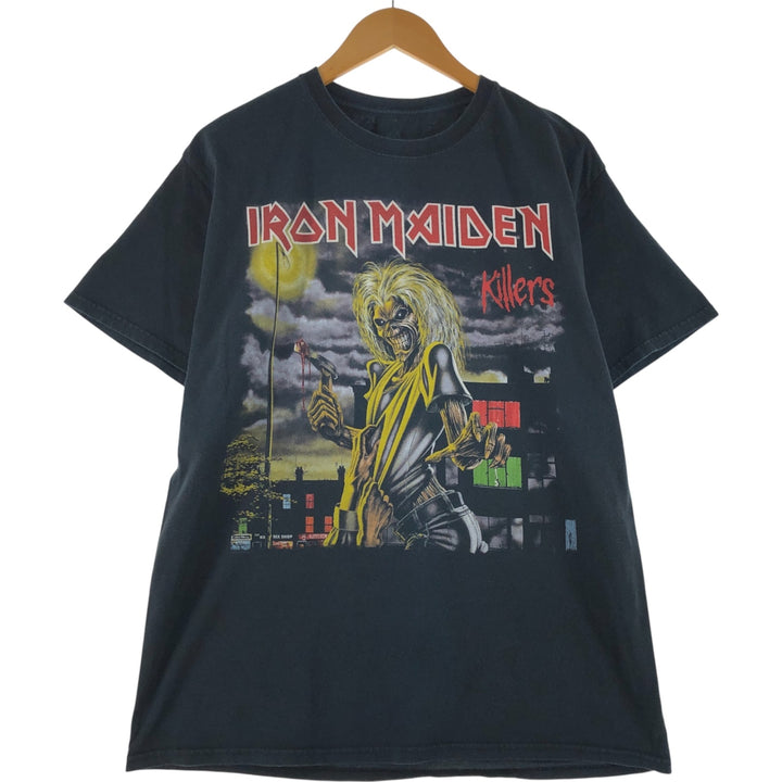 IRON MAIDEN Iron Maiden Band T-shirt Band T Men's L size cotton black type Vintage Second Hand