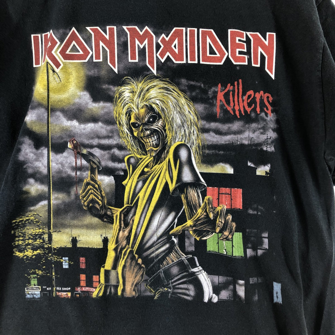 IRON MAIDEN Iron Maiden Band T-shirt Band T Men's L size cotton black type Vintage Second Hand