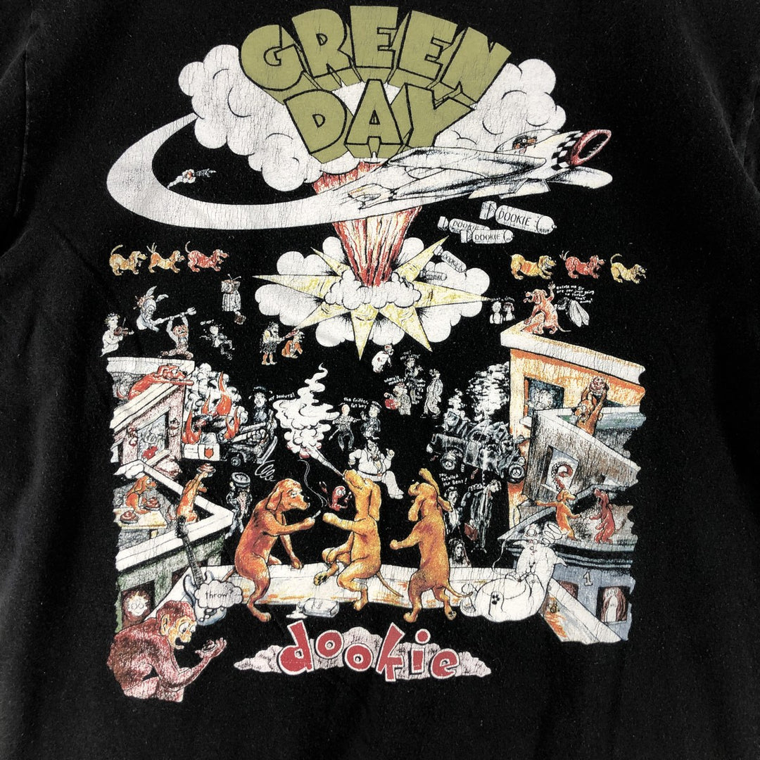 GREEN DAY Green Day Band T-shirt Band T Men's S size cotton black type Vintage Second Hand