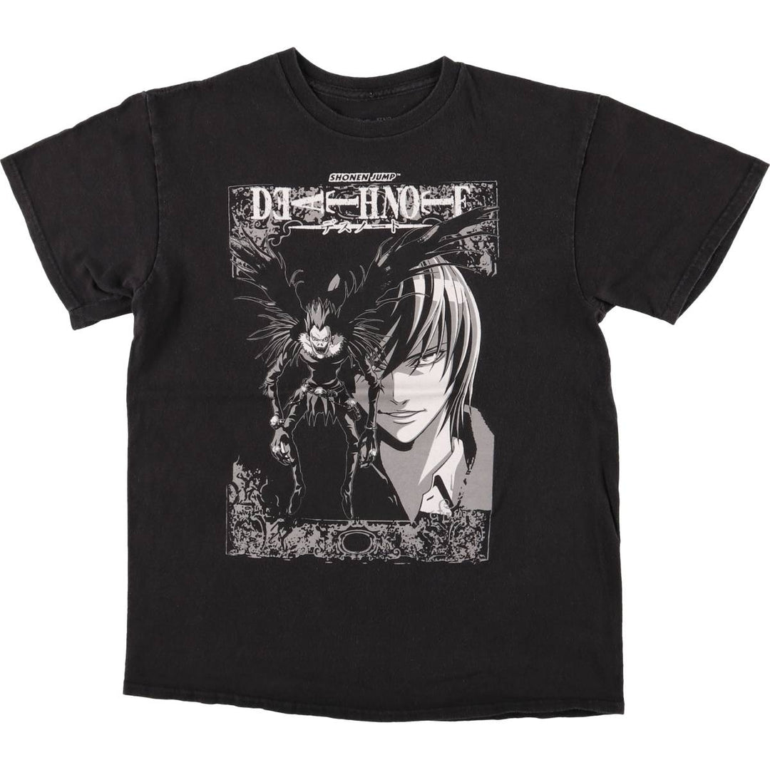 DEATH NOTE Anime Character Print T-Shirt Men's M Size cotton black type Vintage Second Hand