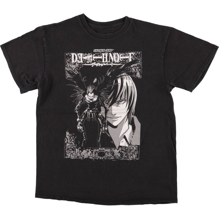 DEATH NOTE Anime Character Print T-Shirt Men's M Size cotton black type Vintage Second Hand