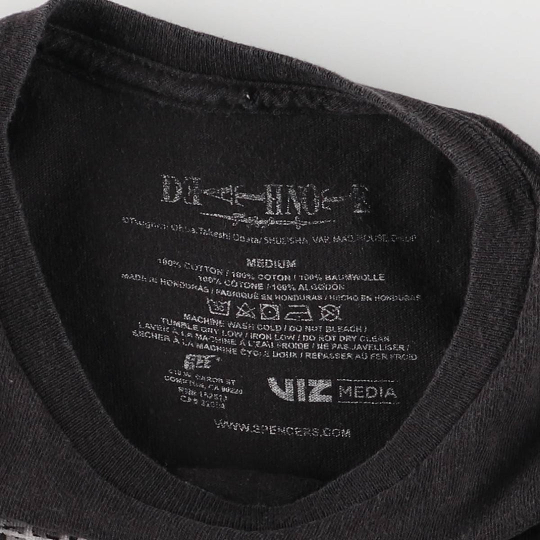 DEATH NOTE Anime Character Print T-Shirt Men's M Size cotton black type Vintage Second Hand