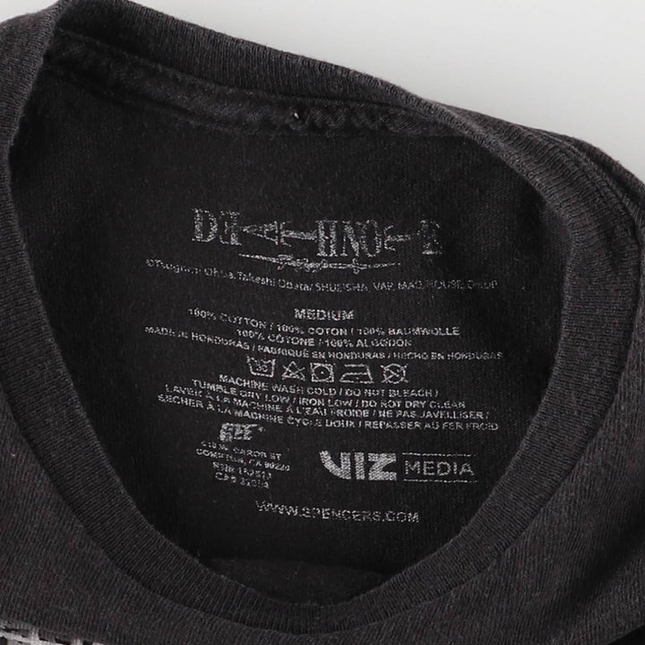 DEATH NOTE Anime Character Print T-Shirt Men's M Size cotton black type Vintage Second Hand
