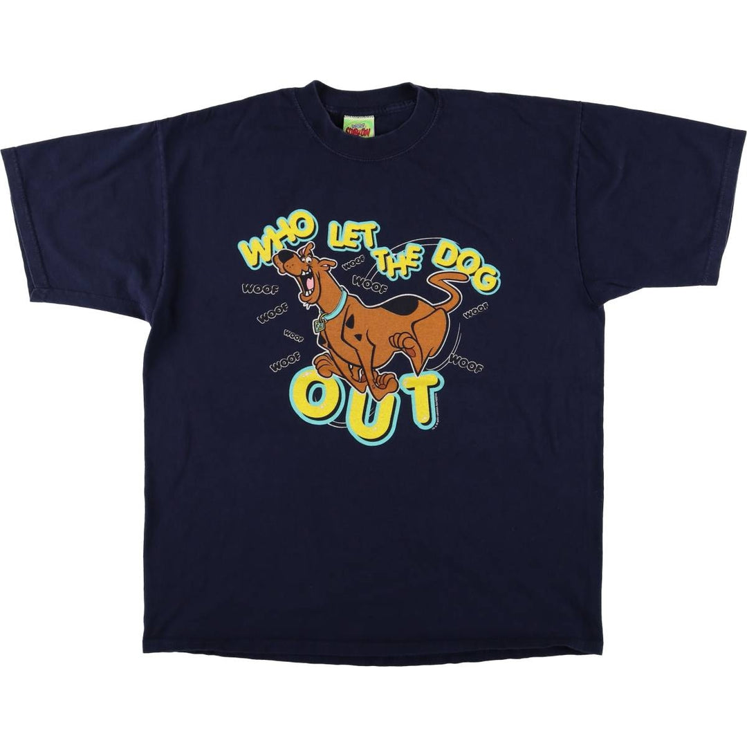 00'S Scooby-Doo character print T-shirt, men's size XL cotton navy blue type Vintage Second Hand