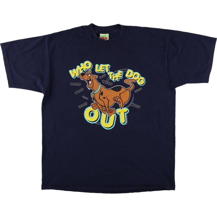 00'S Scooby-Doo character print T-shirt, men's size XL cotton navy blue type Vintage Second Hand