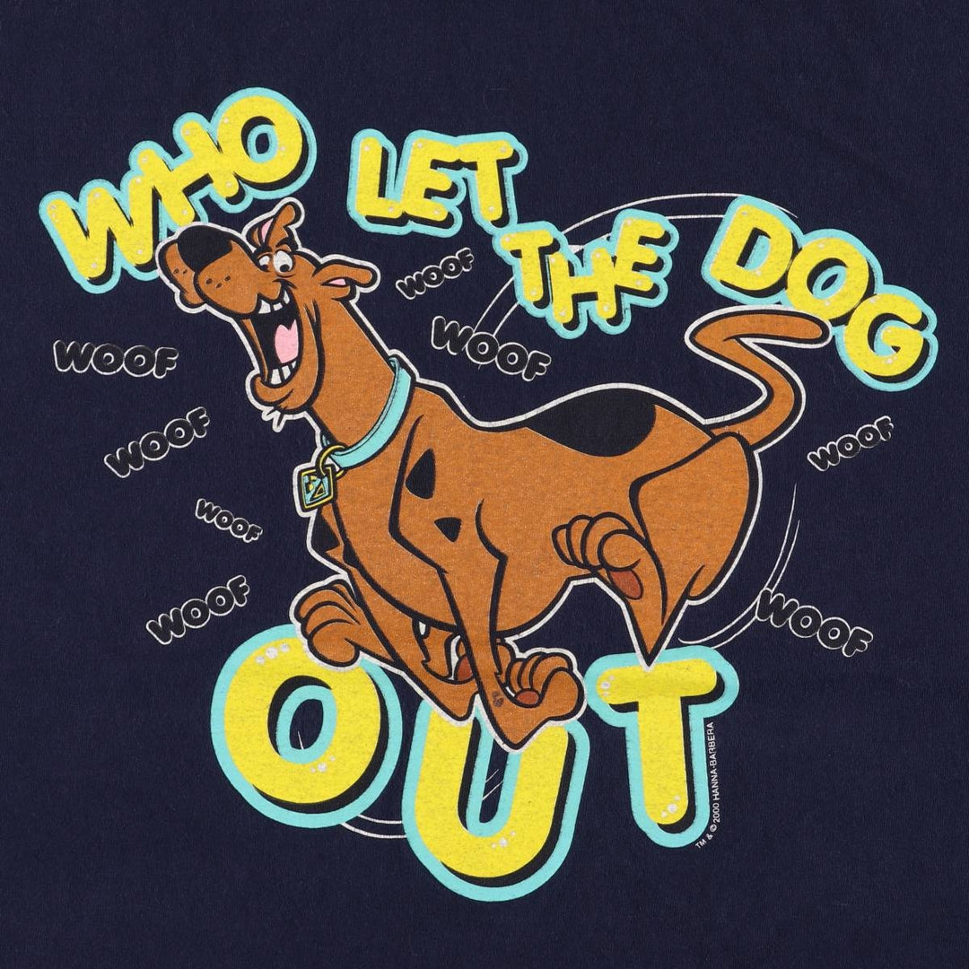 00'S Scooby-Doo character print T-shirt, men's size XL cotton navy blue type Vintage Second Hand