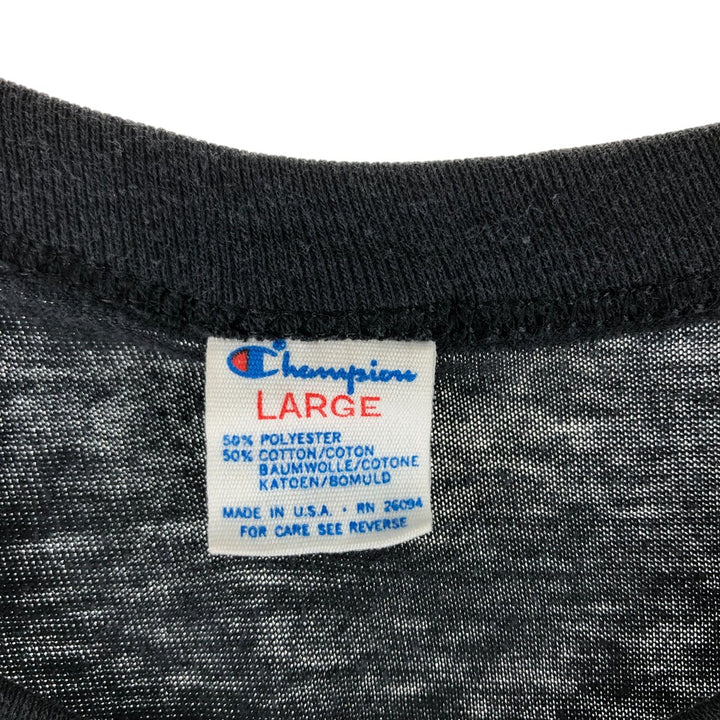 Vintage 1980'S Champion Tricot Tag NFL Pittsburgh Steelers Logo T-Shirt, Made in USA, Men's Size L polyester black type Vintage Second Hand