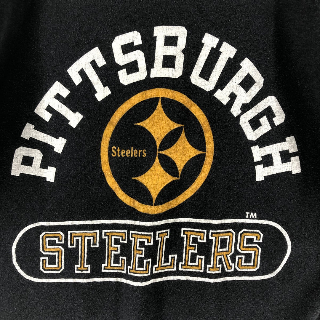 Vintage 1980'S Champion Tricot Tag NFL Pittsburgh Steelers Logo T-Shirt, Made in USA, Men's Size L polyester black type Vintage Second Hand