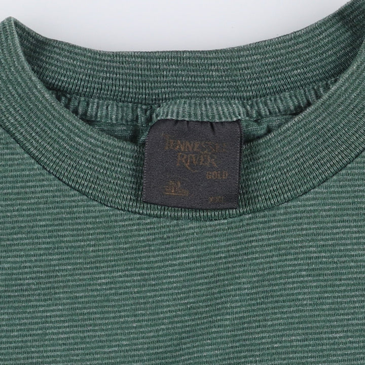 Vintage 90'S Tennessee River Gold Striped T-shirt, Made in USA, Men's XXL cotton Green type dark green Vintage Second Hand