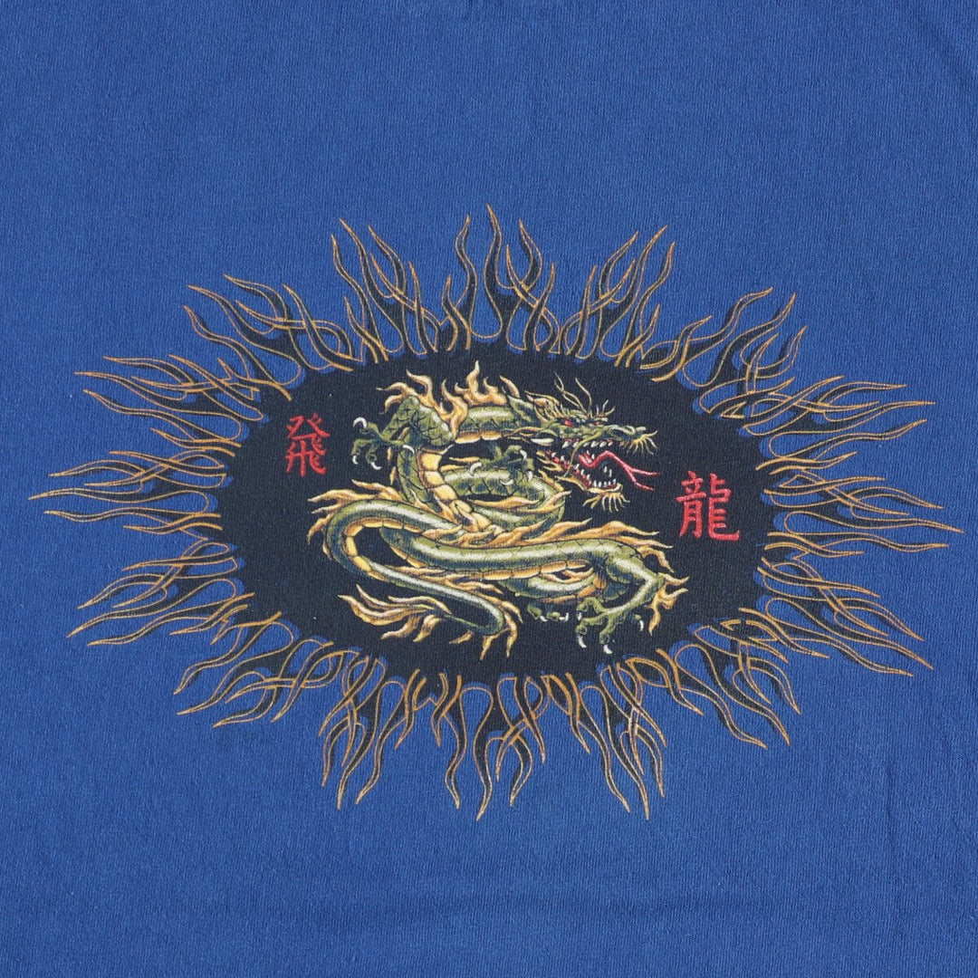 90'S TEE JAYS Dragon Pattern Print T-shirt Men's XL Vintage unclear blue type Vintage Second Hand