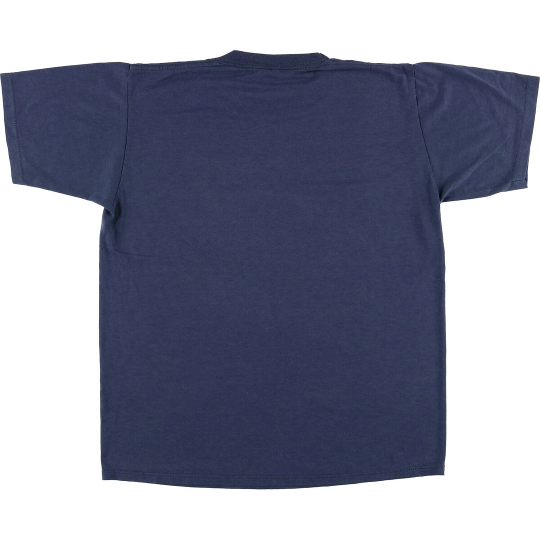 Jerzees SUPER T Printed T-Shirt, Made in USA, Men's Size L cotton navy blue type Vintage Second Hand