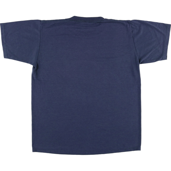 Jerzees SUPER T Printed T-Shirt, Made in USA, Men's Size L cotton navy blue type Vintage Second Hand