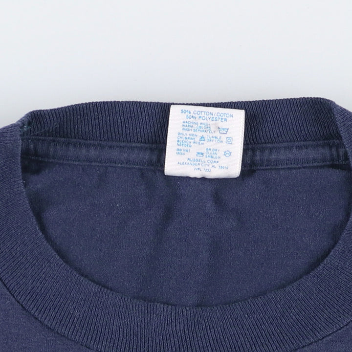 Jerzees SUPER T Printed T-Shirt, Made in USA, Men's Size L cotton navy blue type Vintage Second Hand