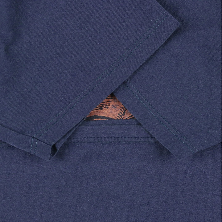 Jerzees SUPER T Printed T-Shirt, Made in USA, Men's Size L cotton navy blue type Vintage Second Hand