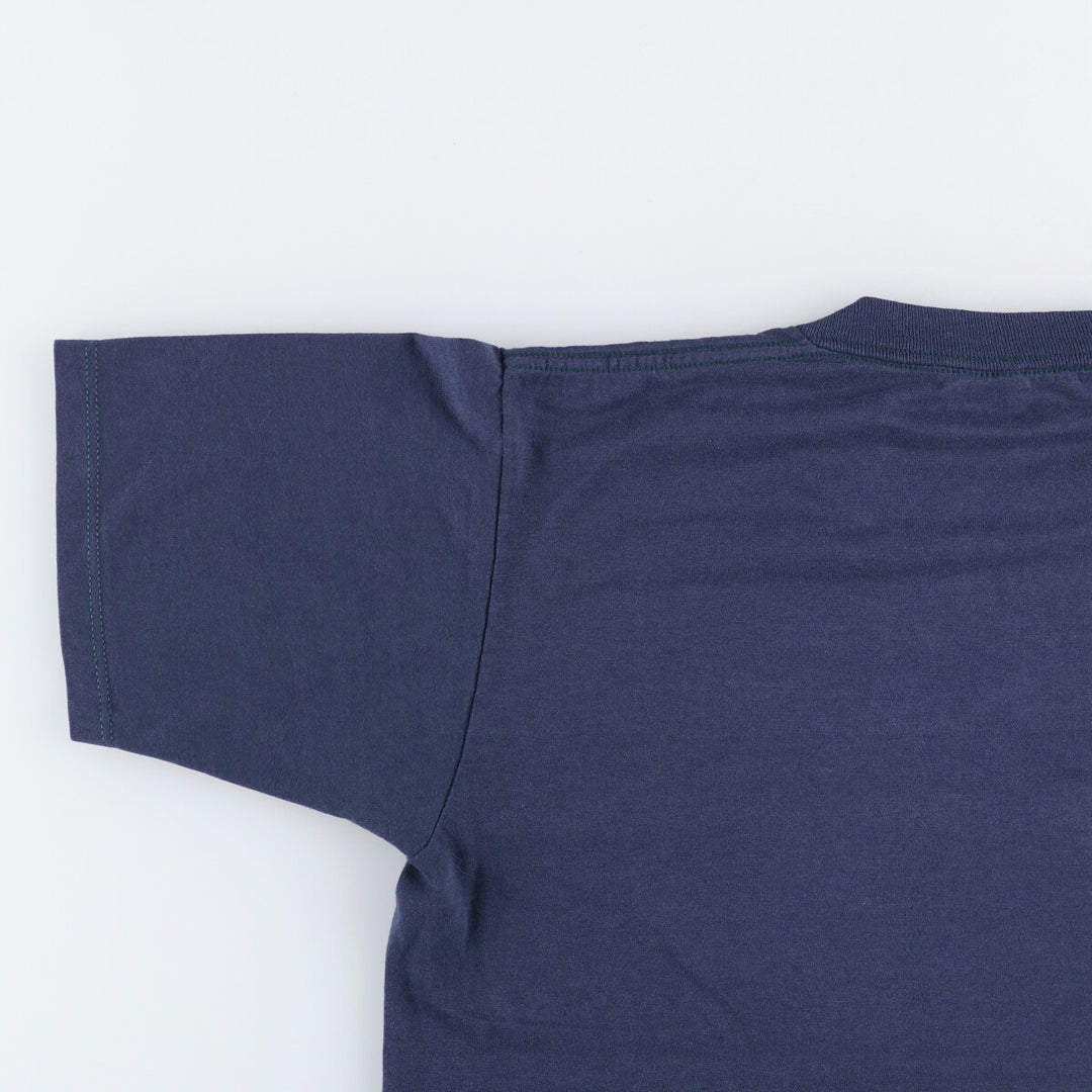 Jerzees SUPER T Printed T-Shirt, Made in USA, Men's Size L cotton navy blue type Vintage Second Hand