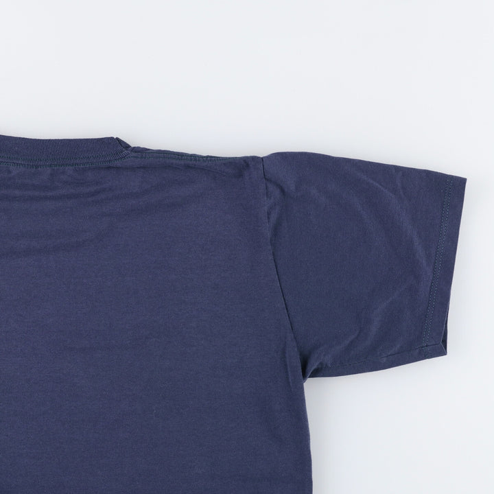 Jerzees SUPER T Printed T-Shirt, Made in USA, Men's Size L cotton navy blue type Vintage Second Hand