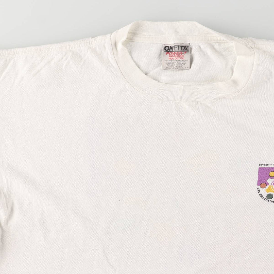 90'S ONEITA BEYOND 4 TOUR Printed T-shirt Made in USA Men's XL Vintage cotton white type Vintage Second Hand