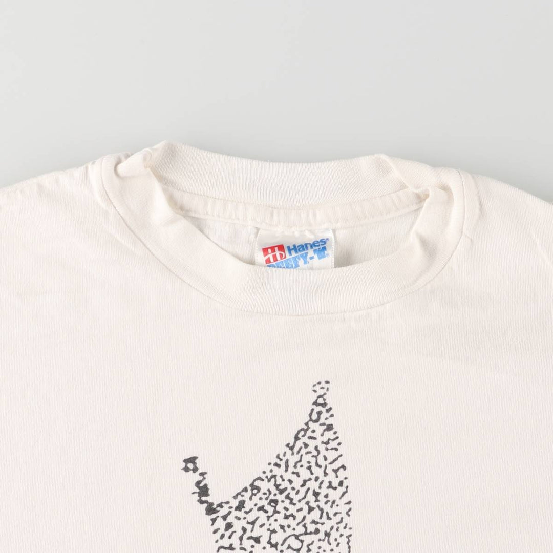 Vintage 90'S Hanes Outrigger Canoe Print T-Shirt, Made in USA, Men's XL cotton white type Vintage Second Hand