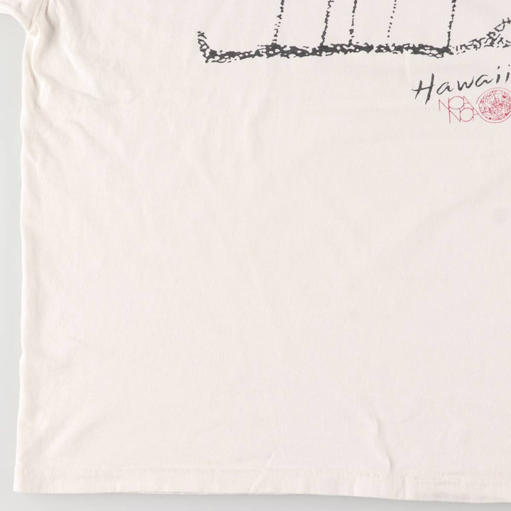 Vintage 90'S Hanes Outrigger Canoe Print T-Shirt, Made in USA, Men's XL cotton white type Vintage Second Hand