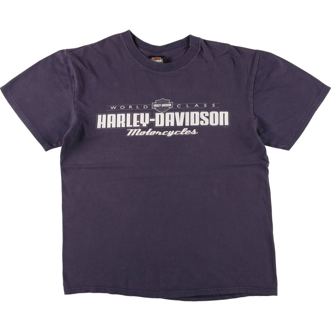 00'S Harley-Davidson Motorcycle Bike T-shirt Men's L size cotton navy blue type Vintage Second Hand