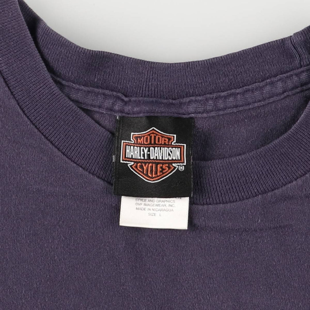 00'S Harley-Davidson Motorcycle Bike T-shirt Men's L size cotton navy blue type Vintage Second Hand