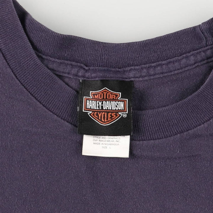 00'S Harley-Davidson Motorcycle Bike T-shirt Men's L size cotton navy blue type Vintage Second Hand
