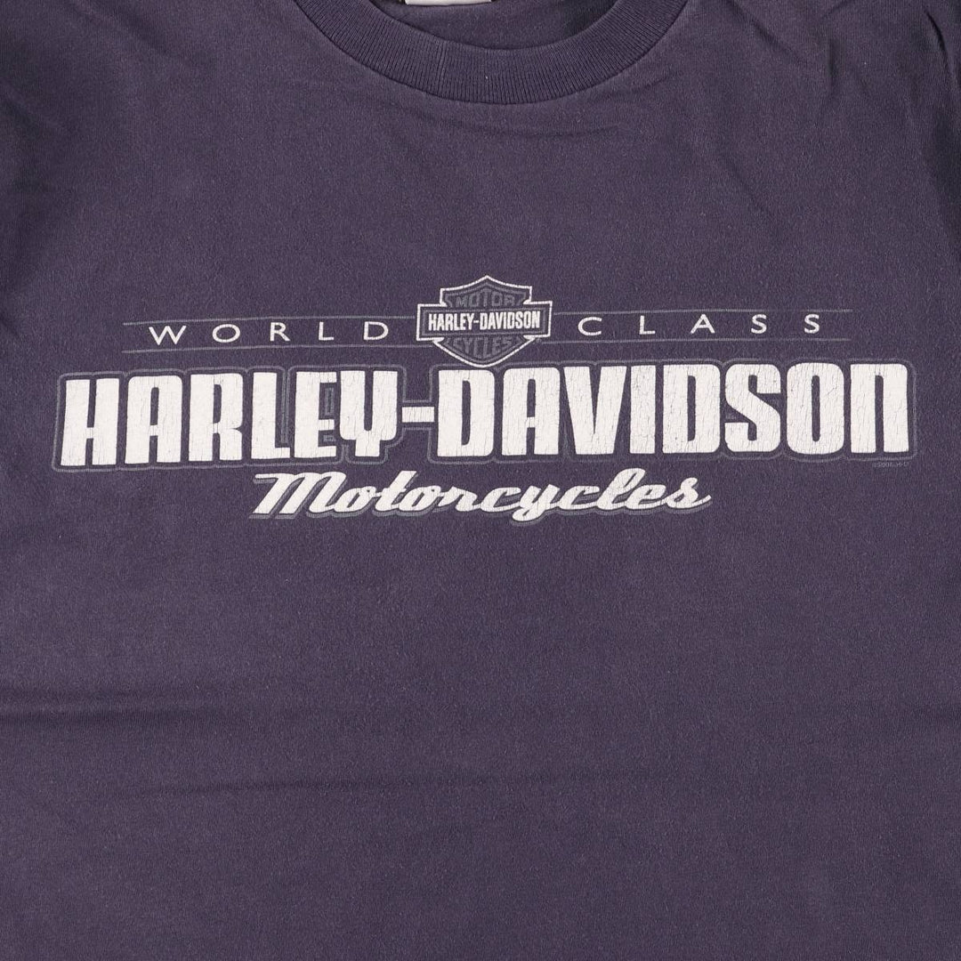 00'S Harley-Davidson Motorcycle Bike T-shirt Men's L size cotton navy blue type Vintage Second Hand