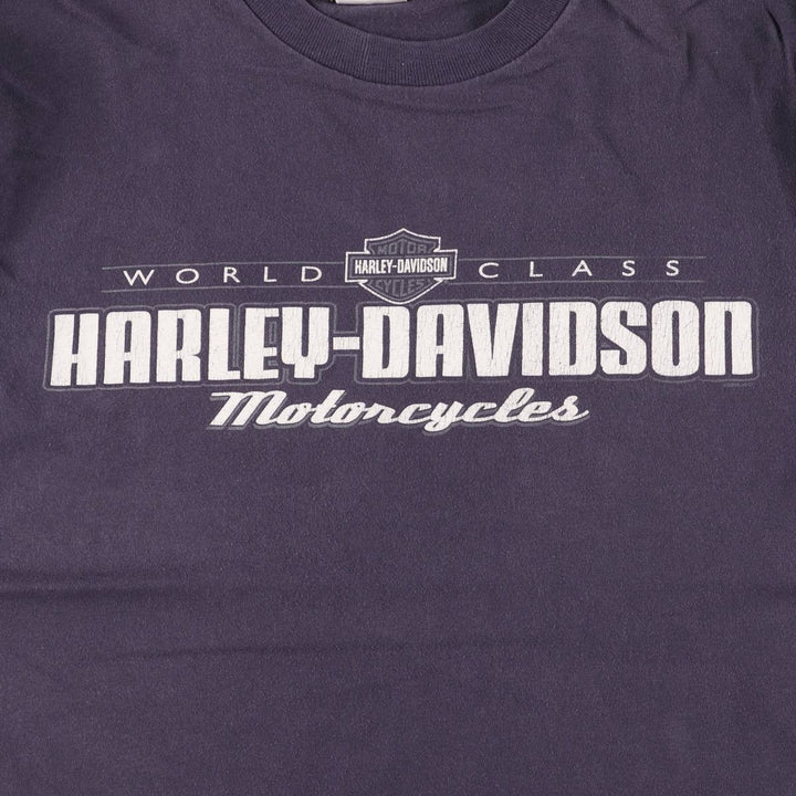 00'S Harley-Davidson Motorcycle Bike T-shirt Men's L size cotton navy blue type Vintage Second Hand