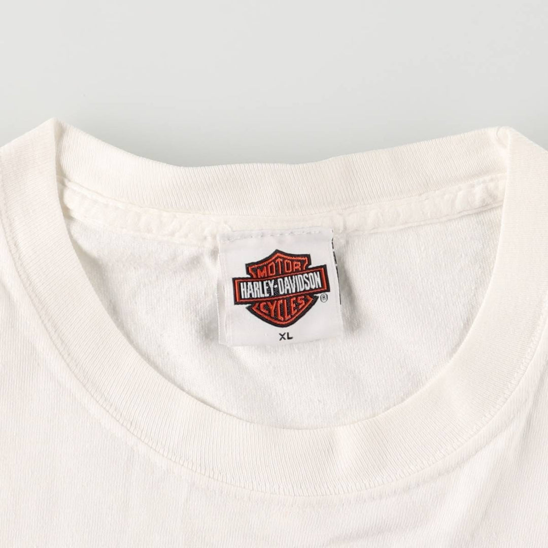 00'S Harley-Davidson Skull Pattern Motorcycle Bike T-shirt Men's XL size cotton white type Vintage Second Hand