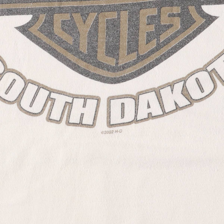 00'S Harley-Davidson Skull Pattern Motorcycle Bike T-shirt Men's XL size cotton white type Vintage Second Hand
