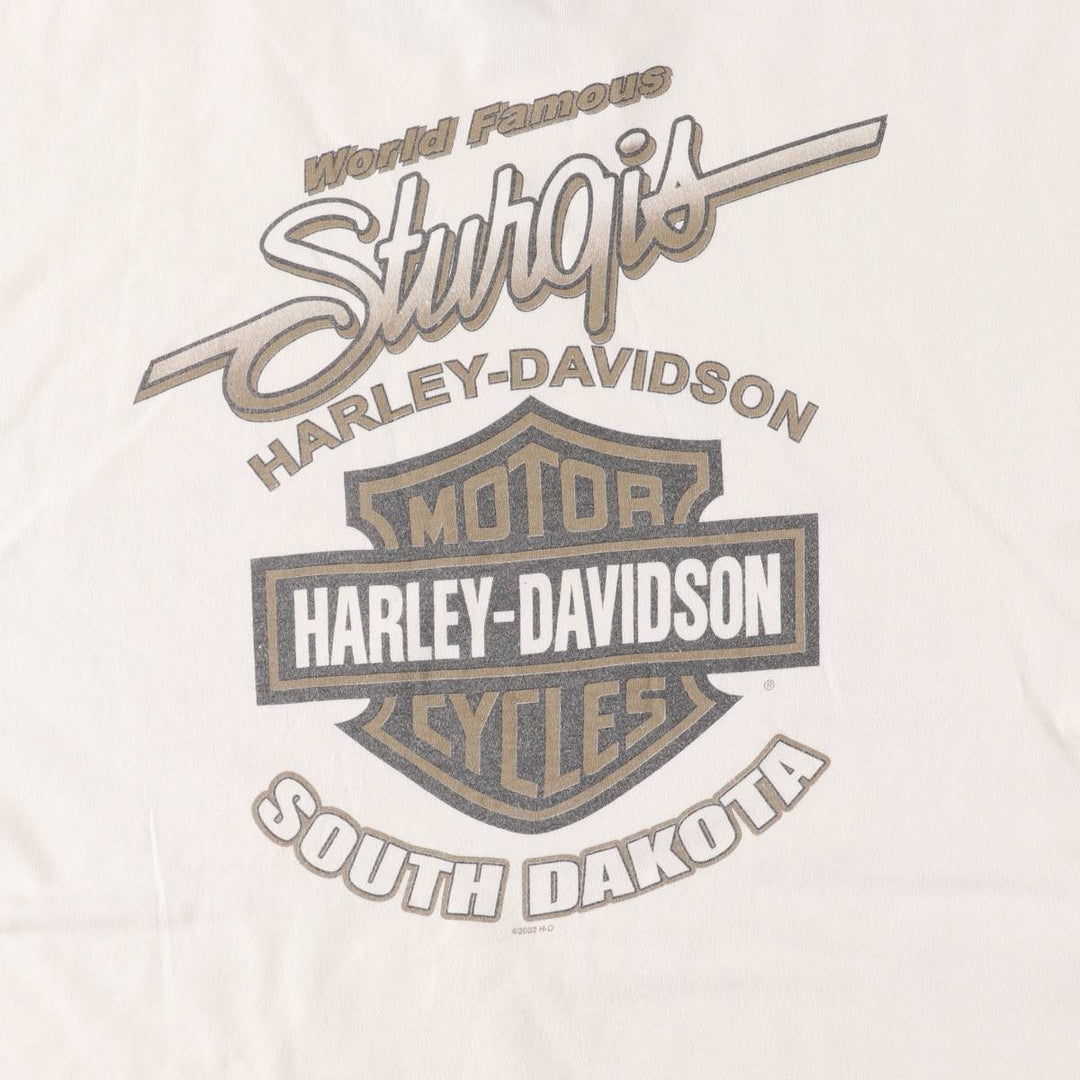 00'S Harley-Davidson Skull Pattern Motorcycle Bike T-shirt Men's XL size cotton white type Vintage Second Hand