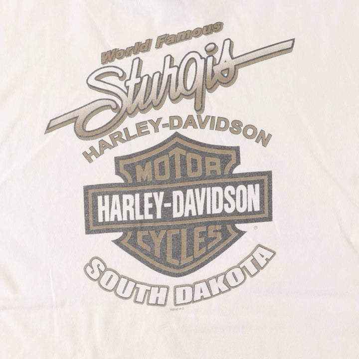 00'S Harley-Davidson Skull Pattern Motorcycle Bike T-shirt Men's XL size cotton white type Vintage Second Hand