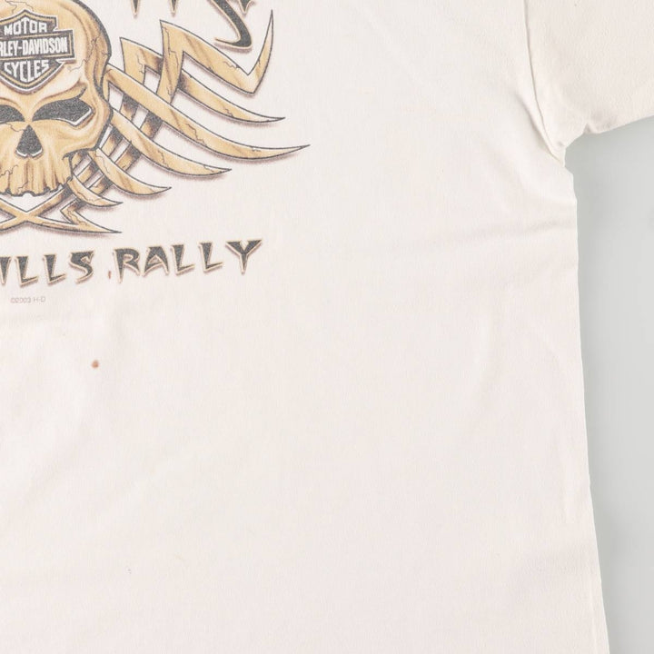 00'S Harley-Davidson Skull Pattern Motorcycle Bike T-shirt Men's XL size cotton white type Vintage Second Hand