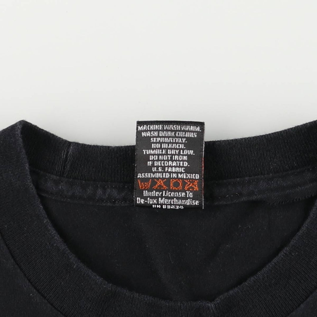 00'S Harley-Davidson Fire Pattern Motorcycle Bike T-Shirt Men's L size cotton black type Vintage Second Hand