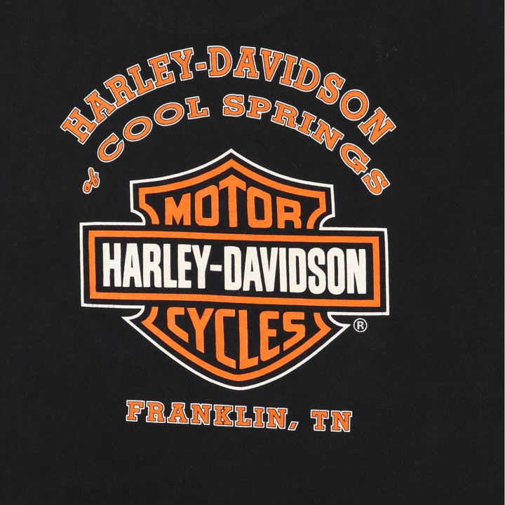 00'S Harley-Davidson Fire Pattern Motorcycle Bike T-Shirt Men's L size cotton black type Vintage Second Hand