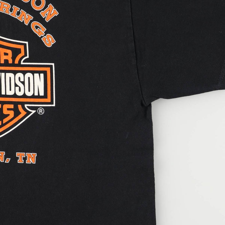 00'S Harley-Davidson Fire Pattern Motorcycle Bike T-Shirt Men's L size cotton black type Vintage Second Hand