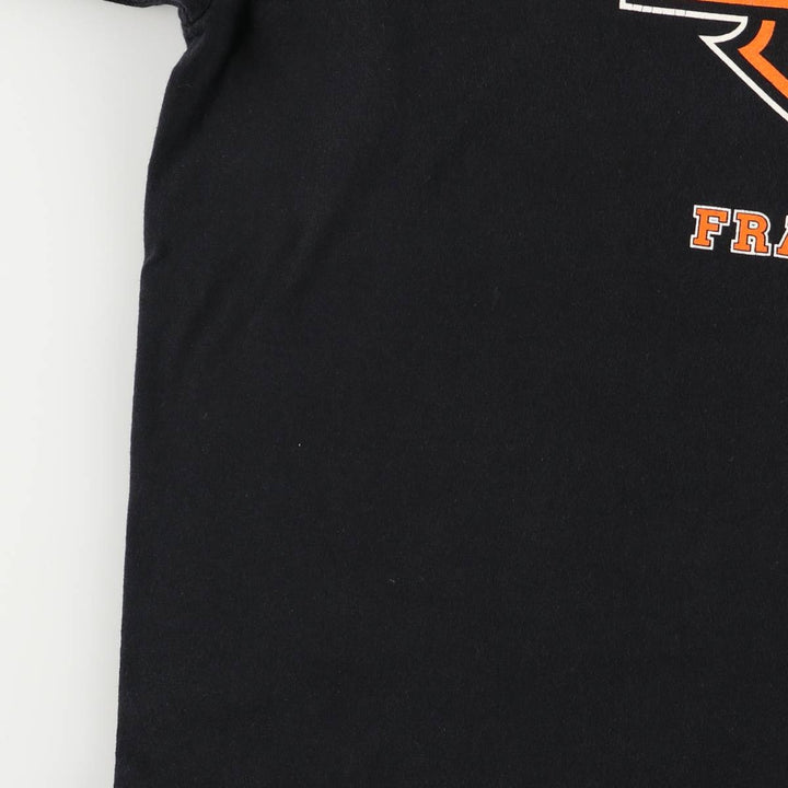 00'S Harley-Davidson Fire Pattern Motorcycle Bike T-Shirt Men's L size cotton black type Vintage Second Hand