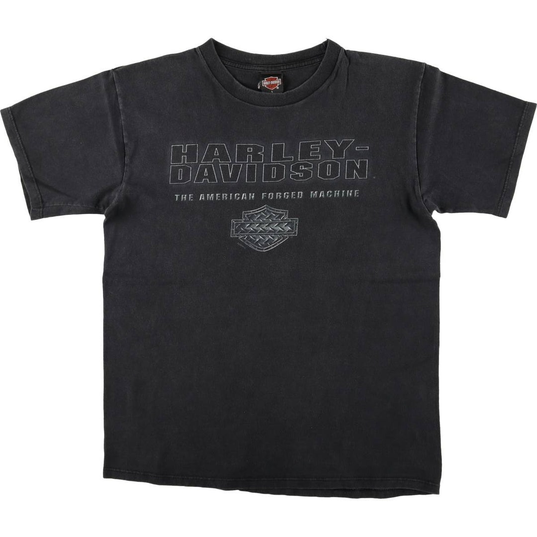 00'S Harley-Davidson Motorcycle Bike T-shirt Made in USA Men's L size cotton black type Vintage Second Hand