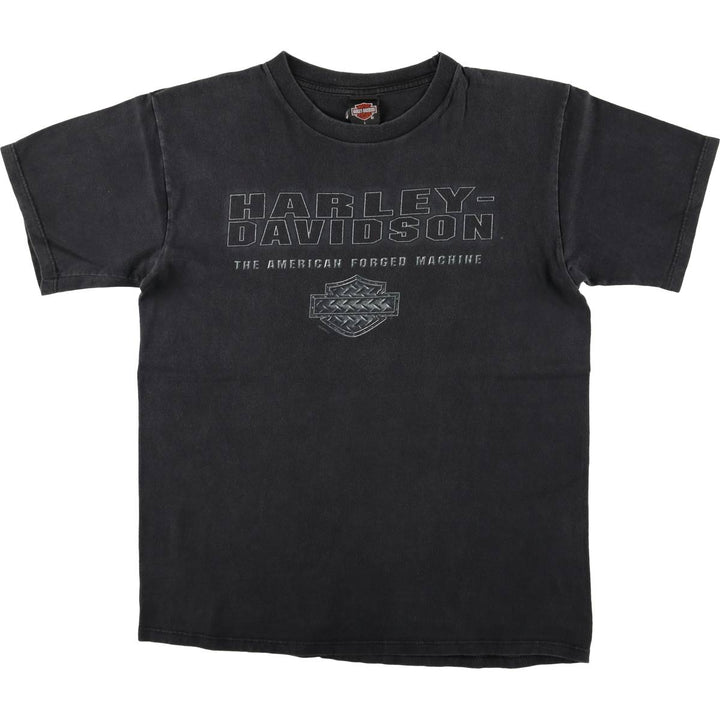 00'S Harley-Davidson Motorcycle Bike T-shirt Made in USA Men's L size cotton black type Vintage Second Hand